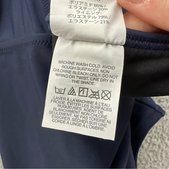 J. Crew Scalloped Plunge V Neck One Piece Swimsuit Navy‎ Blue Women's Large - Picture 6 of 6